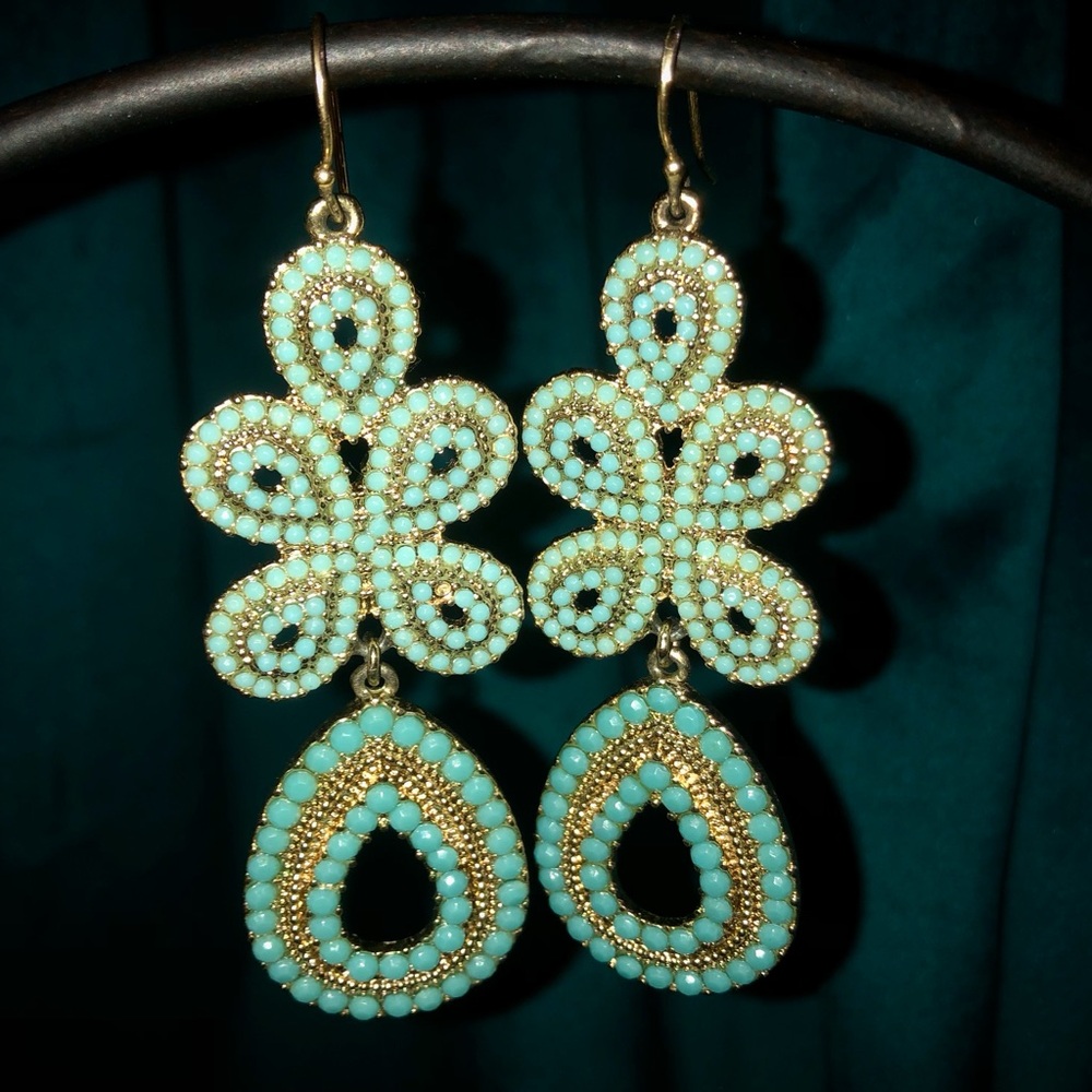Turquoise Statement Earrings - image 3